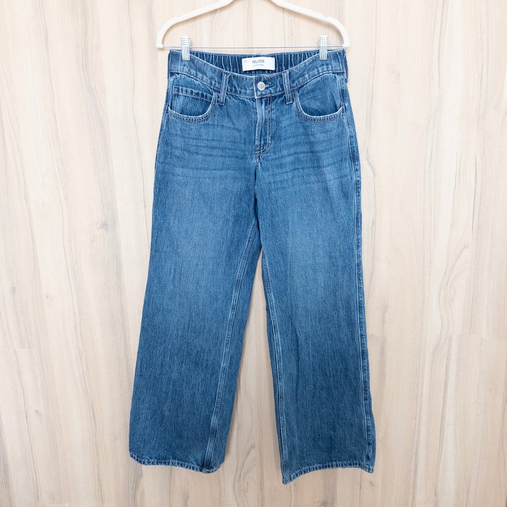Hollister Low Rise Baggy Jeans Size S Medium Wash Denim Y2K Skater Grunge 2000s‎